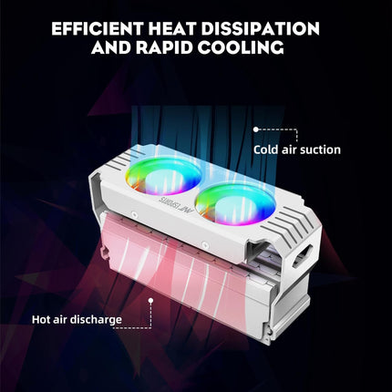 Ant Esports MMR50 RAM Cooler/Radiator Aluminum Heatsink with Dual 50mm 4-Pin PWM & 5V 3-Pin Addressable RGB Cooling Fans for 4 RAM sticks (White) - Unboxify