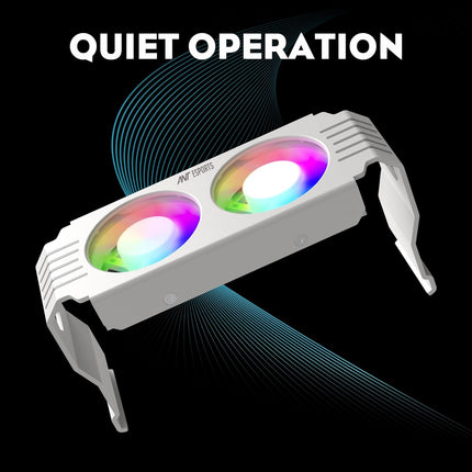 Ant Esports MMR50 RAM Cooler/Radiator Aluminum Heatsink with Dual 50mm 4-Pin PWM & 5V 3-Pin Addressable RGB Cooling Fans for 4 RAM sticks (White) - Unboxify