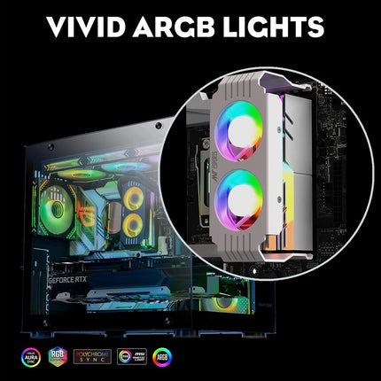 Ant Esports MMR50 RAM Cooler/Radiator Aluminum Heatsink with Dual 50mm 4-Pin PWM & 5V 3-Pin Addressable RGB Cooling Fans for 4 RAM sticks (White) - Unboxify