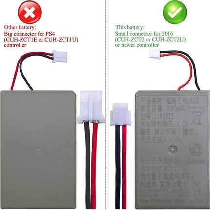 New World for PS4 Controller Battery V2 Battery for PlayStation 4 PS4 Controllers V2 Version 2 JDS/JDM 040/050/055 CUH-ZCT2 or CUH-ZCT2U Series 2nd Gen 2016 Version Small Connector 3.65V 1000mAh