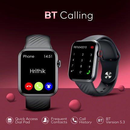 itel ICON-2 Smartwatch with BT Calling, 1.83" HD Display, 550 nits Peak Brightness, Functional Crown, IP68, 150+ Watch Faces, 24Hr Health Monitor and Voice Assistant (Black) - Unboxify