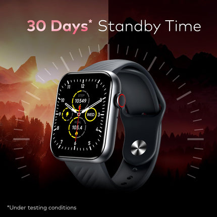 itel ICON-2 Smartwatch with BT Calling, 1.83" HD Display, 550 nits Peak Brightness, Functional Crown, IP68, 150+ Watch Faces, 24Hr Health Monitor and Voice Assistant (Black) - Unboxify