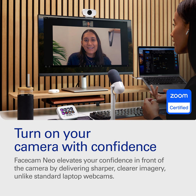 Elgato Facecam Neo — Plug-’n-Play Webcam, 1080p60 Full HD, USB Connect on Laptop & Desktop – For Streaming, Teams/Zoom/Slack, TikTok/Instagram/FaceTime – PC and Mac Friendly.