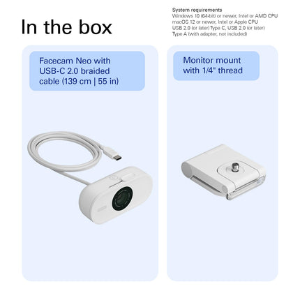 Elgato Facecam Neo — Plug-’n-Play Webcam, 1080p60 Full HD, USB Connect on Laptop & Desktop – For Streaming, Teams/Zoom/Slack, TikTok/Instagram/FaceTime – PC and Mac Friendly.