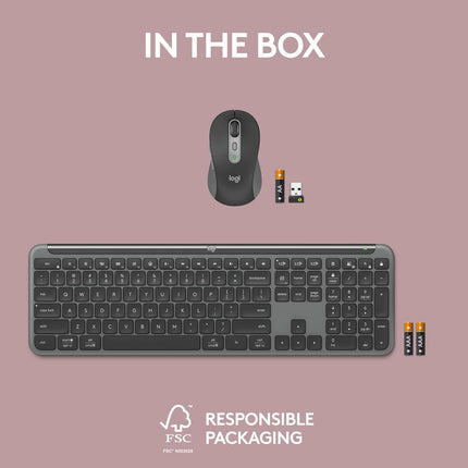 Logitech MK950 Signature Slim Wireless Keyboard and Mouse Combo, Sleek Design, Quiet Typing and Clicking, Switch Across Three Devices, Bluetooth, Multi-OS, Works with Windows and Mac