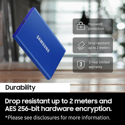 Samsung T7 Portable SSD, 4TB External Solid State Drive, Speeds Up to 1,050MB/s, USB 3.2 Gen 2, Reliable Storage for Gaming, Students, Professionals, MU-PC4T0T/WW, Gray