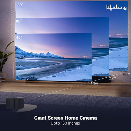 Lifelong Electronics SmartStream Projector | Android, 1080P Full HD Native & 4K Ultra HD Support | 7000 Lumens | for Room & Outdoors | All OTT Apps | WiFi/BT, Mirroring, USB, ARC, HDMI, 10W Woofers - Unboxify