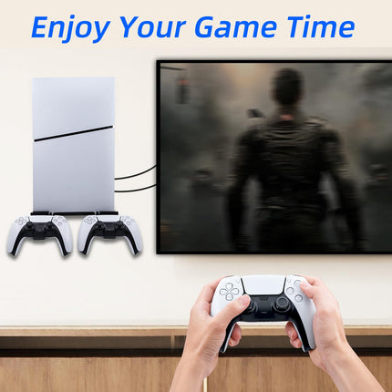 Mcbazel Wall Mount Kit for PS5 Slim Disc and Digital Edition Only, Wall Mount Stand with Controller Holder, Wall Mount Vertical Stand for PS5 Slim Console - Black