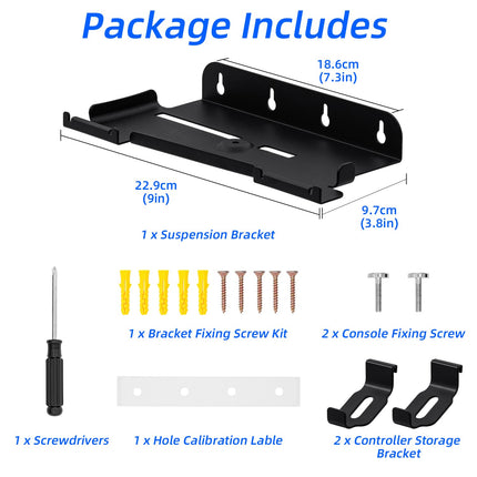 Mcbazel Wall Mount Kit for PS5 Slim Disc and Digital Edition Only, Wall Mount Stand with Controller Holder, Wall Mount Vertical Stand for PS5 Slim Console - Black