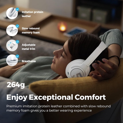 SoundPEATS Space Hybrid Active Noise Cancelling Headphones, Wireless Over Ear Bluetooth Headset, 123H Playtime, Hi-Res Audio Wired, APP Custom EQ, Deep Bass, Comfort Ear Cups, for Home Office Travel - Unboxify