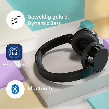 PHILIPS Audio TAH4209 Bluetooth Headphones,Lightweight and Foldable Design, 32mm Neodynamic Drivers, 55H Playtime, USB Type-C Fast Charging, Built-in Mic for Smartphone, Laptop, Tablet