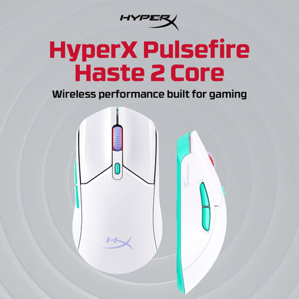 HyperX Pulsefire Haste 2 Core Gaming Mouse,Ultra Lightweight, 61g, 100 Hour Battery Life, 2.4Ghz Wireless, Up to 12000 DPI - White (8R2E7AA) - Unboxify
