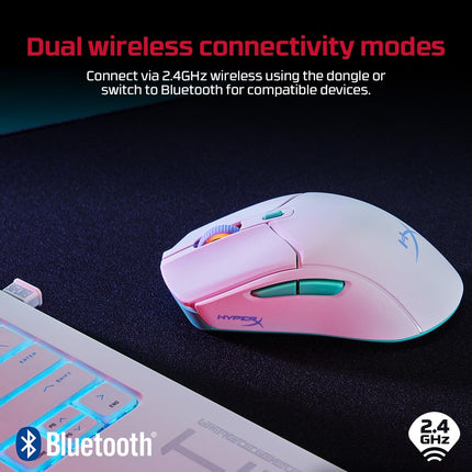 HyperX Pulsefire Haste 2 Core Gaming Mouse,Ultra Lightweight, 61g, 100 Hour Battery Life, 2.4Ghz Wireless, Up to 12000 DPI - White (8R2E7AA) - Unboxify