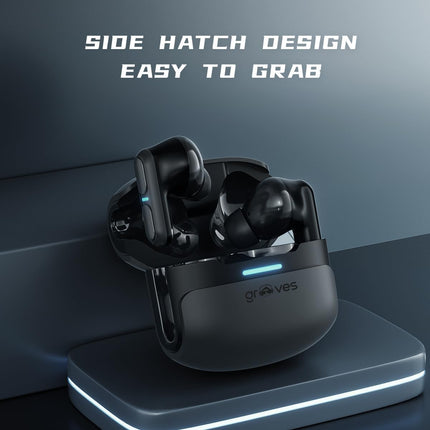GROOVES Delta Spaceship Inspired Low Latency Gaming,True Bluetooth Gaming Dual Mode In Ear Headset, Upto 120 Hr Playtime 4 Mic Enc And Hybrid Eco Support With 400Mah Battery (White, True Wireless)