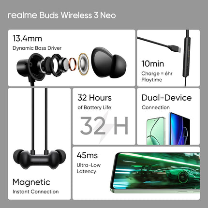 realme Buds Wireless 3 Neo in Ear Bluetooth Neckband - Unboxify
