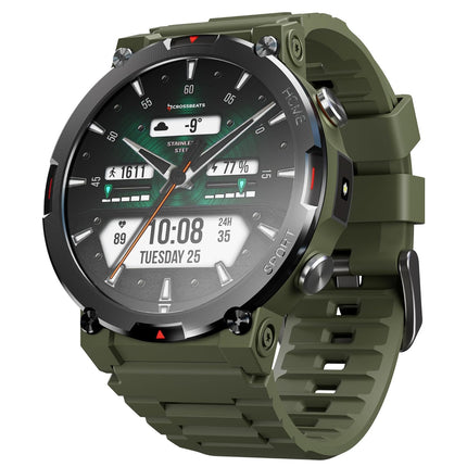 CrossBeats Everest 2.0 Smart watch for Men 1.43" True AMOLED, Always ON Display Bluetooth Calling Rugged Outdoor with Flash Light Upto 15 Days Battery Life Smartwatch 100+ sports mode (Military Green) - Unboxify