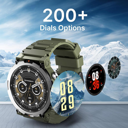 CrossBeats Everest 2.0 Smart watch for Men 1.43" True AMOLED, Always ON Display Bluetooth Calling Rugged Outdoor with Flash Light Upto 15 Days Battery Life Smartwatch 100+ sports mode (Military Green) - Unboxify