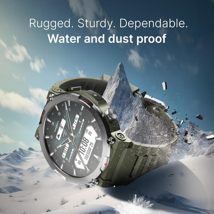 CrossBeats Everest 2.0 Smart watch for Men 1.43" True AMOLED, Always ON Display Bluetooth Calling Rugged Outdoor with Flash Light Upto 15 Days Battery Life Smartwatch 100+ sports mode (Military Green) - Unboxify