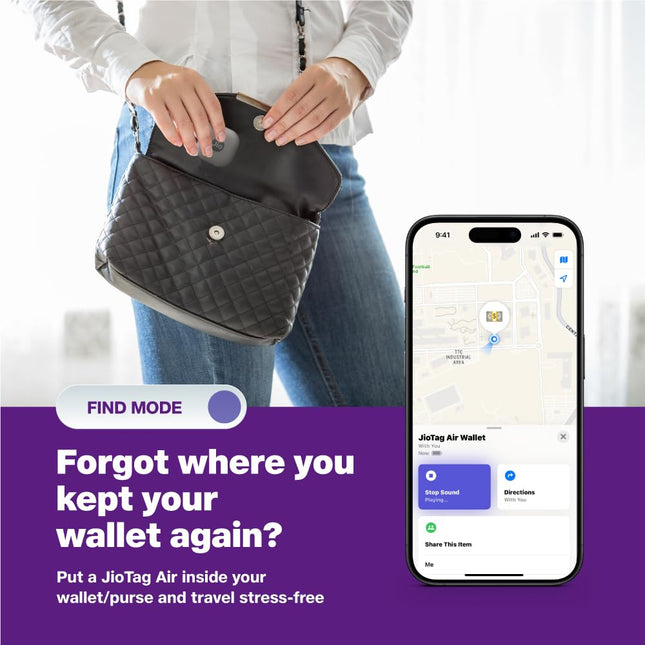 JioTag Air for iOS (Gray) Worldwide Tracker, Pair with Apple Find My app for keys, luggage, bikes, purses etc. inside & outside Bluetooth range, No SIM/subscriptions required, 1+1 year battery, 120 dB