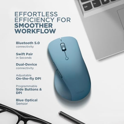 Lenovo Yoga Pro Mouse | Custom-programmable Buttons, Dual Device Connectivity, Dynamic Scroll Wheel, Righthanded Efficiency, Blue Optical Sensor Technology, USB-C, BT 5.0 | 3Yr Warranty, Tidal Teal - Unboxify