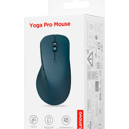 Lenovo Yoga Pro Mouse | Custom-programmable Buttons, Dual Device Connectivity, Dynamic Scroll Wheel, Righthanded Efficiency, Blue Optical Sensor Technology, USB-C, BT 5.0 | 3Yr Warranty, Tidal Teal - Unboxify