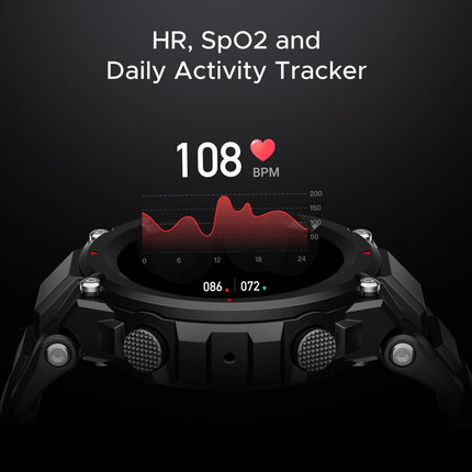 Boat Newly Launched Wave Force 3 w/ 1.39" (3.5 cm) HD Display, Robust Design, Bluetooth Calling, Widget Control, GPS Trajectory, E-Compass, Music & Camera Control, HR & SpO2 Monitoring(Active Black)