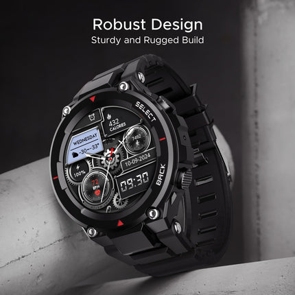 Boat Newly Launched Wave Force 3 w/ 1.39" (3.5 cm) HD Display, Robust Design, Bluetooth Calling, Widget Control, GPS Trajectory, E-Compass, Music & Camera Control, HR & SpO2 Monitoring(Active Black)