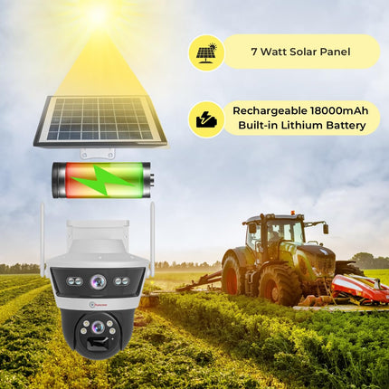 Trueview 3+3Mp Wireless 4G Cellular Mini Pt Solar Powered Linkage Security Camera, 1296p Advanced CCTV Surveillance Solution, Outdoor Camera, Water Proof, 2 Way Talk - Unboxify