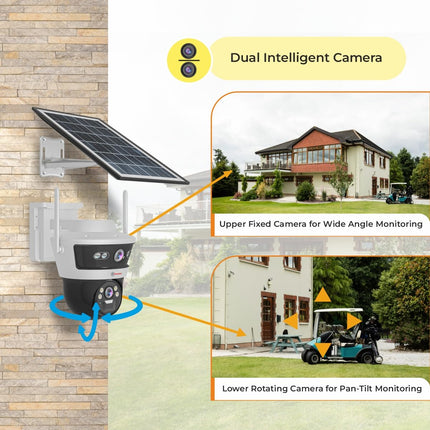 Trueview 3+3Mp Wireless 4G Cellular Mini Pt Solar Powered Linkage Security Camera, 1296p Advanced CCTV Surveillance Solution, Outdoor Camera, Water Proof, 2 Way Talk - Unboxify