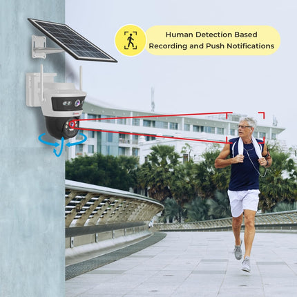 Trueview 3+3Mp Wireless 4G Cellular Mini Pt Solar Powered Linkage Security Camera, 1296p Advanced CCTV Surveillance Solution, Outdoor Camera, Water Proof, 2 Way Talk - Unboxify