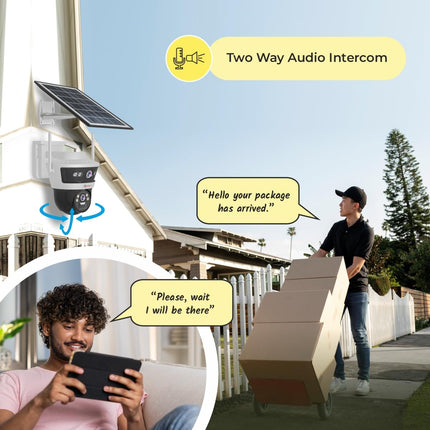 Trueview 3+3Mp Wireless 4G Cellular Mini Pt Solar Powered Linkage Security Camera, 1296p Advanced CCTV Surveillance Solution, Outdoor Camera, Water Proof, 2 Way Talk - Unboxify