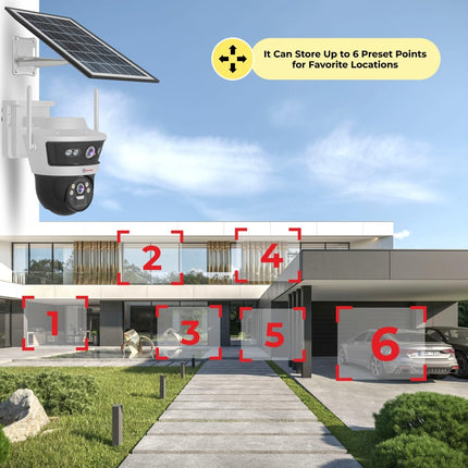 Trueview 3+3Mp Wireless 4G Cellular Mini Pt Solar Powered Linkage Security Camera, 1296p Advanced CCTV Surveillance Solution, Outdoor Camera, Water Proof, 2 Way Talk - Unboxify