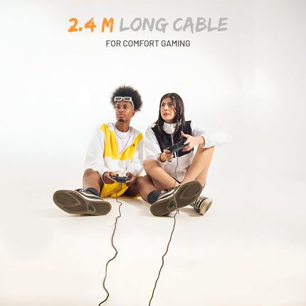 EvoFox Elite Ops Wired Gaming Controller for PC, Android TV and PS3 with 2.4m Long Cable | Dual Vibration Rumble Motors | Zero Lag Connectivity with Plug and Play functionality |2.4m Long Cable, X-Input & D-Input | Black