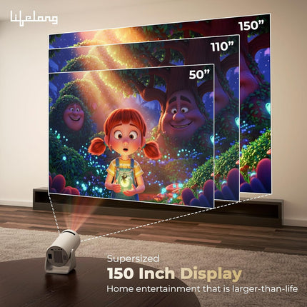 Lifelong Electronics Lightbeam Smart Projector | Android, 1080P& 4K Ultra Support, 3000 Lumens, 720p Native | for Room & Outdoors | All OTT Apps | WiFi/BT, Mirroring, USB, HDMI, 180°, Speakers - Unboxify