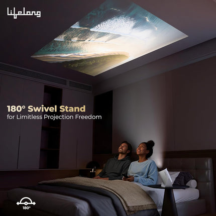 Lifelong Electronics Lightbeam Smart Projector | Android, 1080P& 4K Ultra Support, 3000 Lumens, 720p Native | for Room & Outdoors | All OTT Apps | WiFi/BT, Mirroring, USB, HDMI, 180°, Speakers - Unboxify