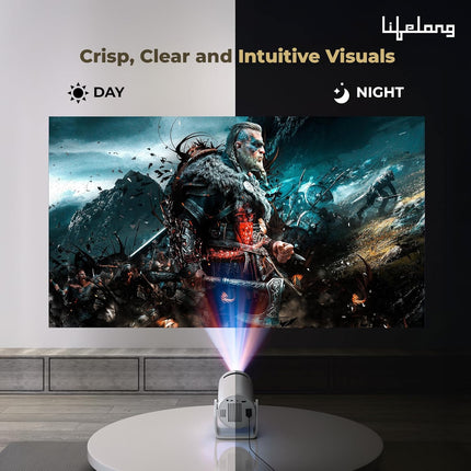 Lifelong Electronics Lightbeam Smart Projector | Android, 1080P& 4K Ultra Support, 3000 Lumens, 720p Native | for Room & Outdoors | All OTT Apps | WiFi/BT, Mirroring, USB, HDMI, 180°, Speakers - Unboxify