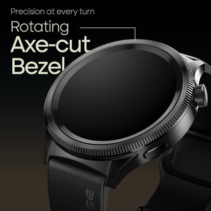 Noise Newly Launched Halo 2 Smart Watch 1st Ever Functional Rotating Dial (Axe-Cut Bezel), 1.43" AMOLED, Stainless Steel Build, Custom Transition Effects, BT Calling, Health Suite (Jet Black) - Unboxify