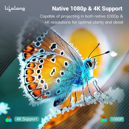 Lifelong Electronics LightBeam Pro Smart Projector | Android, 1080P HD Native & 4K Ultra HD Support, 4000 Lumens | for Room & Outdoors | All OTT Apps | WiFi/BT, Mirroring, HDMI, 180°, Speakers - Unboxify