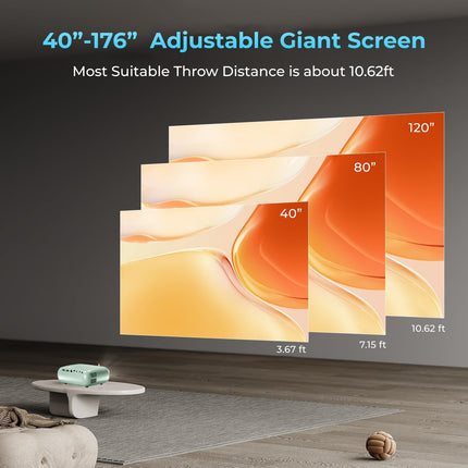 WZATCO Pixel Plus | Portable LED Projector | Native 720p Full HD 1080P Support | Electronic Keystone | Power via Powerbank | 3900 Lumens | 176" Max Screen | Home & Outdoor Cinema | Bluetooth | Green - Unboxify