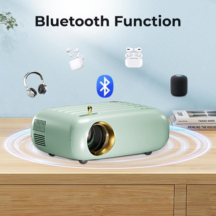 WZATCO Pixel Plus | Portable LED Projector | Native 720p Full HD 1080P Support | Electronic Keystone | Power via Powerbank | 3900 Lumens | 176" Max Screen | Home & Outdoor Cinema | Bluetooth | Green - Unboxify