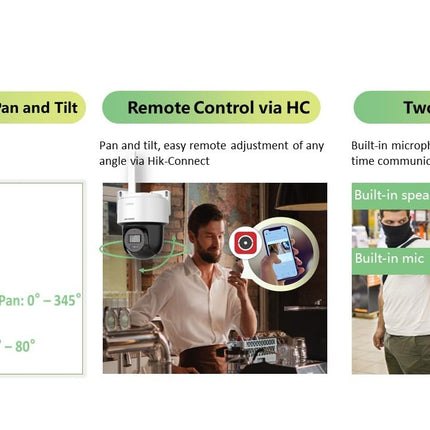 HIKVISION 4MP Smart 4G Hybrid Light Mini Pan/Tilt CCTV Camera |Human & Vehicle Detection | Support 4G LTE(Nano SIM)| 2 Way Audio | Storage upto 512 GB (SD card slot)| Built in Speaker|S-2DE2C400MWG-4G - Unboxify