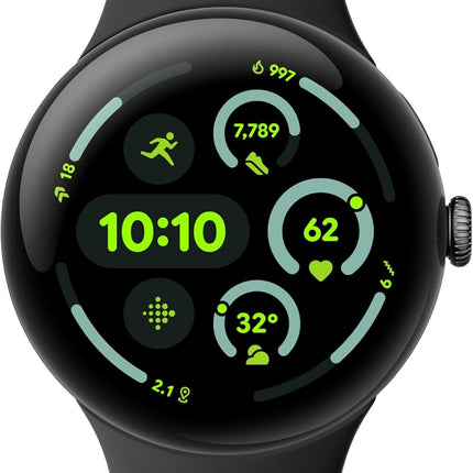 Google Pixel Watch 3 (45mm) 2024 Model - Android Smartwatch, Heart Rate Tracking, Fitbit Advanced Running, Fitness Insights, 24-Hour Battery - Matte Black Aluminum Case - Obsidian Band - Wi-Fi