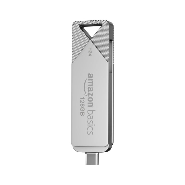 Amazon Basics 128GB USB 3.0 Flash Drive | 80+ Mbps Read Speed | Dual Interface Type-C & USB | High-Speed Data Transfer (Metal) - Unboxify