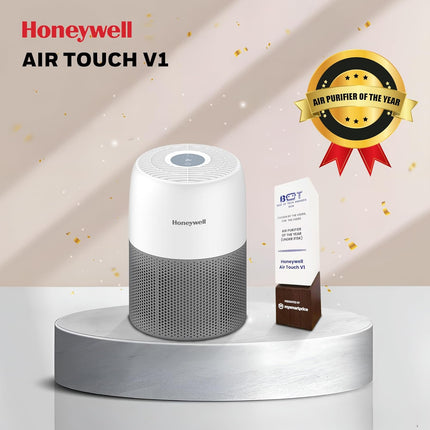 Honeywell Air Purifier for Home & Office, 3-in-1, Pre, H13 HEPA, Activated Carbon, Removes 99.99% Pollutants, Allergens, Pet Danger, Smoke, Dust & Pollens - Air touch V1 - Unboxify