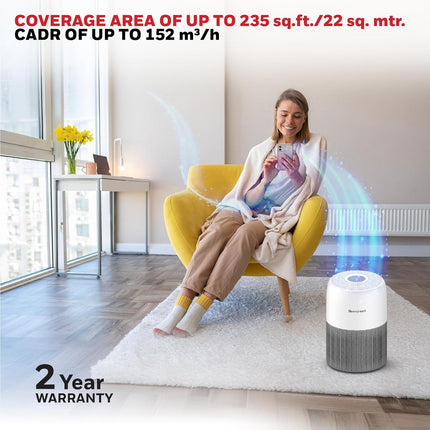 Honeywell Air Purifier for Home & Office, 3-in-1, Pre, H13 HEPA, Activated Carbon, Removes 99.99% Pollutants, Allergens, Pet Danger, Smoke, Dust & Pollens - Air touch V1 - Unboxify