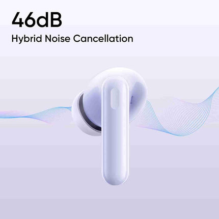realme Buds T310 True Wireless in-Ear Earbuds with 46dB Hybrid ANC, 360° Spatial Audio, 12.4mm Dynamic Bass Driver, Upto 40Hrs Battery and Fast Charging (Monet Purple) - Unboxify