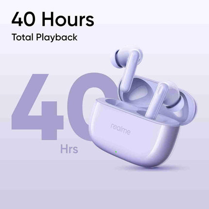 realme Buds T310 True Wireless in-Ear Earbuds with 46dB Hybrid ANC, 360° Spatial Audio, 12.4mm Dynamic Bass Driver, Upto 40Hrs Battery and Fast Charging (Monet Purple) - Unboxify