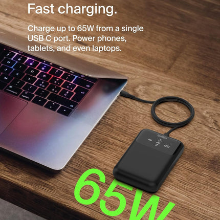 Belkin Power Bank 65W 20000 mAh | Mobile & Laptop Power Bank | 2 USB-C PD Port | Compatible for Lenovo,HP,Dell,Microsoft,MacBook,iPhone 17,iPad,Samsung Galaxy S25,Google Pixel 10 | 2 Years Warranty