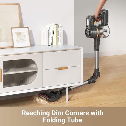 DREAME J20 Cordless Stick Vacuum Cleaner, 17K Pa Powerful Suction, 6x2200 mAh Battery, 50 Minutes Running Time, Folding Tube for Corner Cleaning, 0.5 Litre