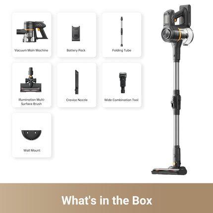 DREAME J20 Cordless Stick Vacuum Cleaner, 17K Pa Powerful Suction, 6x2200 mAh Battery, 50 Minutes Running Time, Folding Tube for Corner Cleaning, 0.5 Litre